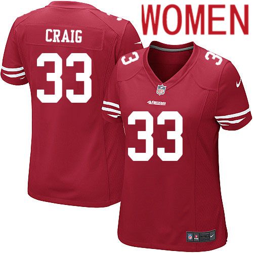 Women San Francisco 49ers #33 Roger Craig Nike Scarlet Game Player NFL Jersey->women nfl jersey->Women Jersey